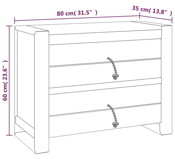 VidaXL Συρταριέρα 80 x 35 x 60 εκ. από Μασίφ Ξύλο teak