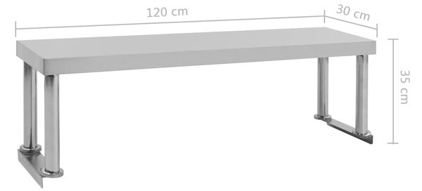 VidaXL Ράφι Επιτραπέζιο για Πάγκο Εργασίας 120x30x35 εκ. Ανοξ. Ατσάλι