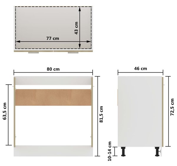 VidaXL Ντουλάπι Νεροχύτη Sonoma Δρυς 80 x 46 x 81,5 εκ. Επεξ. Ξύλο