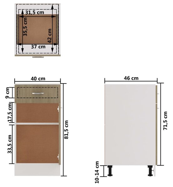 VidaXL Ντουλάπι με Συρτάρι Sonoma Δρυς 40x46x81,5 εκ. Επεξ. Ξύλο