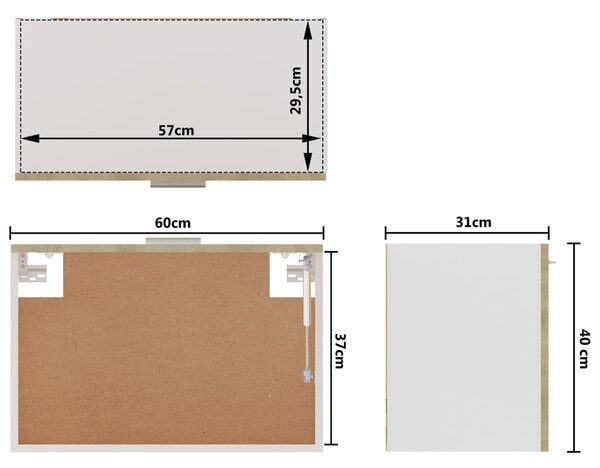 VidaXL Ντουλάπι Κρεμαστό Sonoma Δρυς 60 x 31 x 40 εκ. από Επεξ. Ξύλο