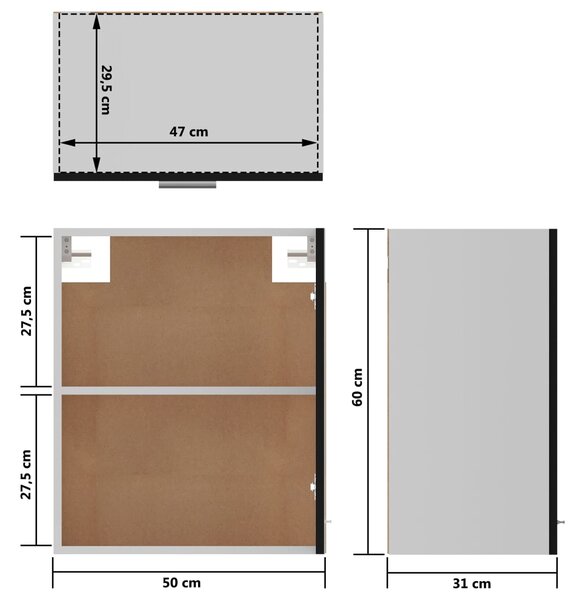 VidaXL Ντουλάπι Κρεμαστό Μαύρο 50x31x60 εκ. από Επεξ. Ξύλο