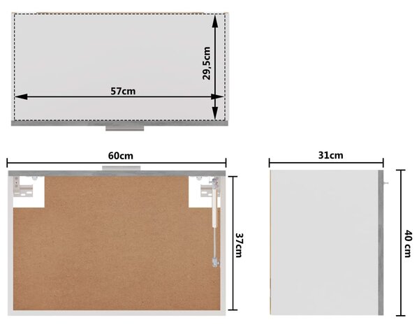 VidaXL Ντουλάπι Κρεμαστό Γκρι Σκυροδέματος 60x31x40 εκ. από Επεξ. Ξύλο