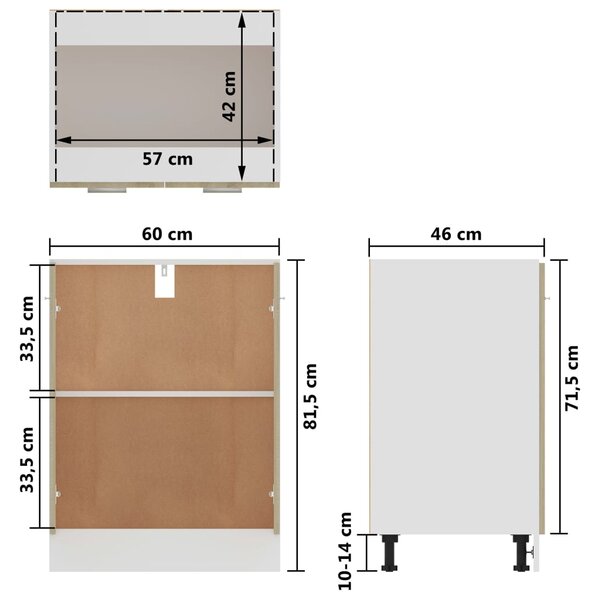 VidaXL Ντουλάπι Δαπέδου Sonoma Δρυς 60 x 46 x 81,5 εκ. Επεξ. Ξύλο