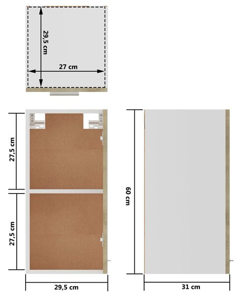 VidaXL Ντουλάπι Κρεμαστό Sonoma Δρυς 29,5x31x60 εκ. από Μοριοσανίδα