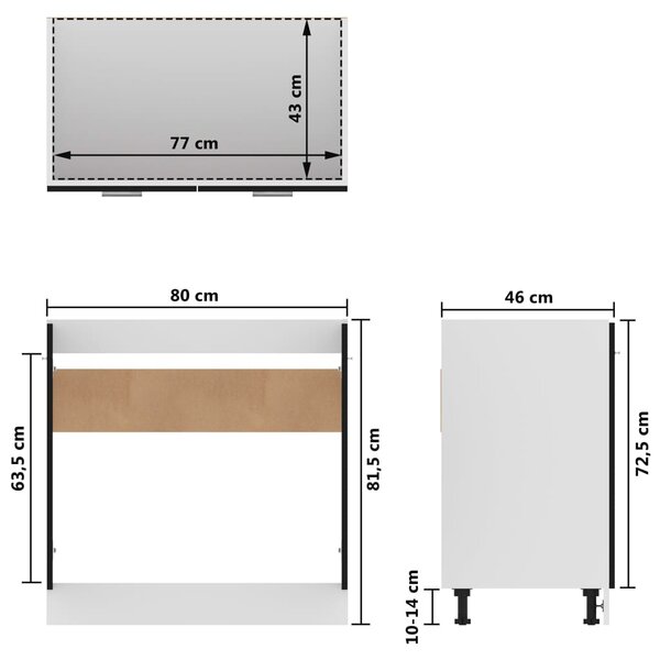 VidaXL Ντουλάπι Νεροχύτη Μαύρο 80x46x81,5 εκ. Επεξ. Ξύλο