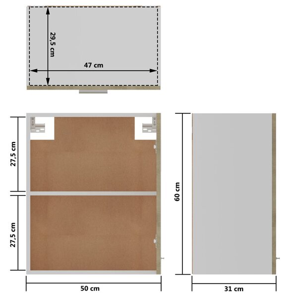 VidaXL Ντουλάπια Κρεμαστά 2τεμ. Sonoma Δρυς 50x31x60εκ. από Επεξ. Ξύλο