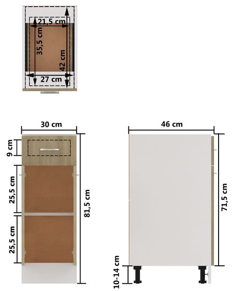 VidaXL Ντουλάπι με Συρτάρι Sonoma Δρυς 30x46x81,5 εκ. Επεξ. Ξύλο