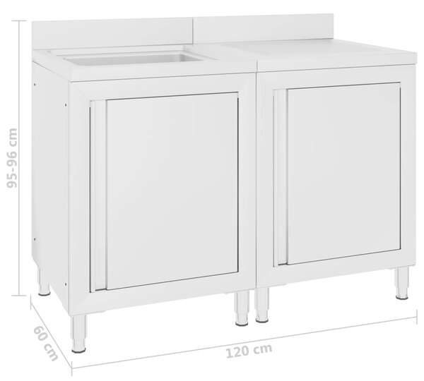 VidaXL Λάντζα Κλειστή με Ερμάριο 120 x 60 x 96 εκ. Ανοξείδωτο Ατσάλι