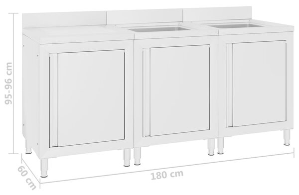 VidaXL Λάντζα Κλειστή με Ερμάριο 180 x 60 x 96 εκ. Ανοξείδωτο Ατσάλι