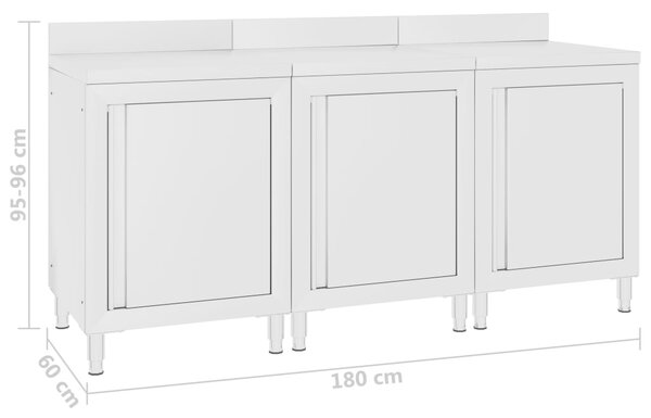 VidaXL Ερμάριο Πάγκος Εργασίας 180 x 60 x 96 εκ. από Ανοξείδωτο Ατσάλι