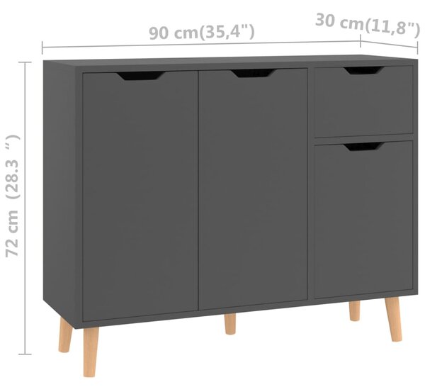 VidaXL Μπουφές Γκρι 90x30x72 εκ. από Επεξεργασμένο Ξύλο