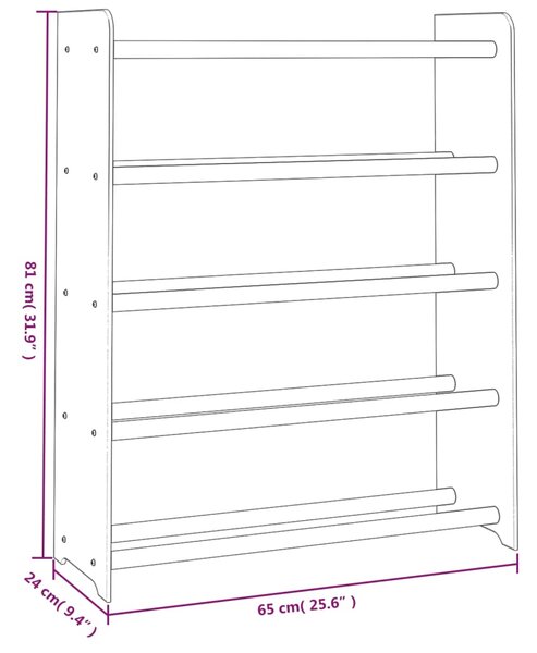 VidaXL Παπουτσοθήκη Καφέ 65x24x81 εκ. από Επεξεργασμένο Ξύλο