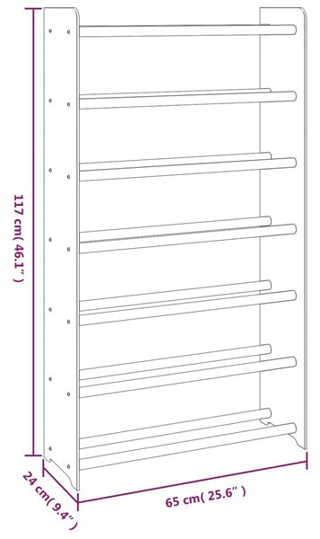 VidaXL Παπουτσοθήκη Καφέ 65x24x117 εκ. από Επεξεργασμένο Ξύλο