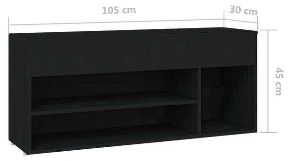 VidaXL Παπουτσοθήκη Μαύρη 105 x 30 x 45 εκ. από Επεξ. Ξύλο