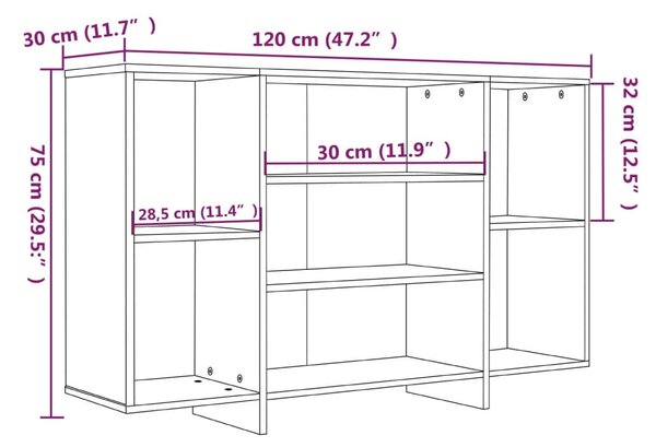 VidaXL Ντουλάπι Γκρι Sonoma 120x30x75 εκ. από Επεξεργ. Ξύλο