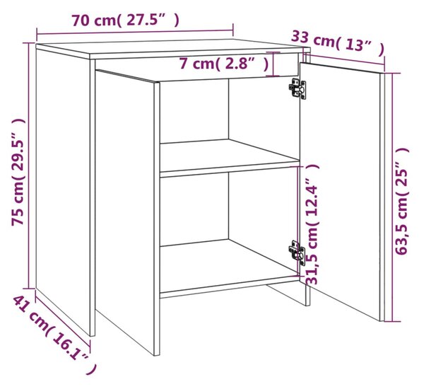 VidaXL Μπουφές Καφέ Δρυς 70x41x75 εκ. από Επεξεργασμένο Ξύλο