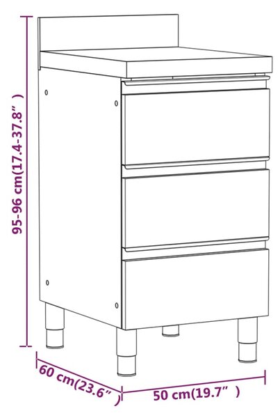 VidaXL Ντουλάπια Κουζίνας 3 τεμ. από Ανοξείδωτο Ατσάλι