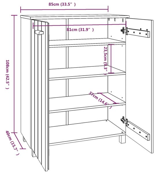 VidaXL Παπουτσοθήκη HAMAR Καφέ Μελί 85x40x108 εκ. Μασίφ Ξύλο Πεύκου