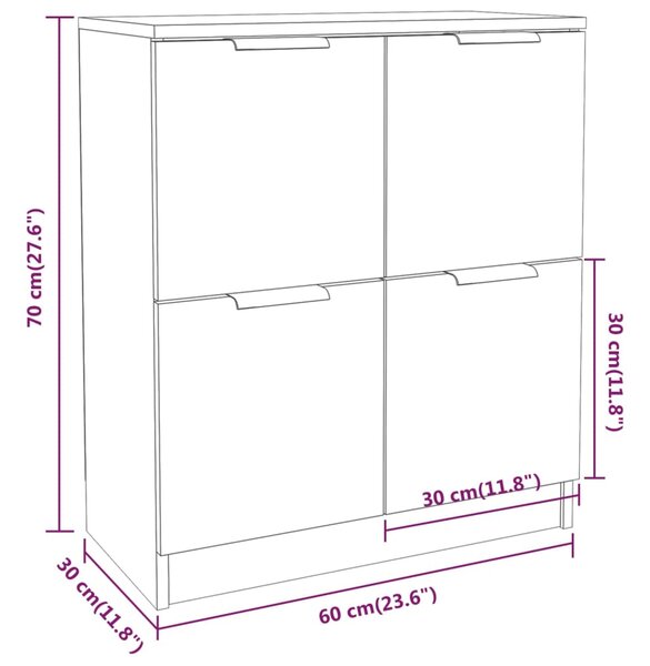 VidaXL Μπουφές Καφέ Δρυς 60 x 30 x 70 εκ. από Επεξεργασμένο Ξύλο