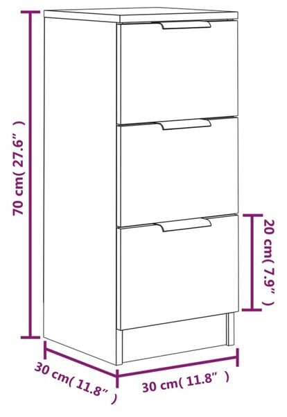 VidaXL Ντουλάπια 2 τεμ. Καπνιστή δρυς 30x30x70 εκ. Επεξεργασμένο Ξύλο