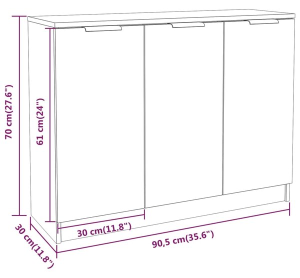 VidaXL Ντουλάπι Γυαλιστερό Λευκό 90,5x30x70 εκ. Επεξεργασμένο Ξύλο