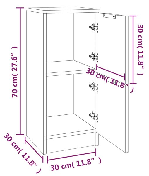 VidaXL Συρταριέρες 2 τεμ. Καφέ Δρυς 30x30x70 εκ. Επεξεργασμένο Ξύλο