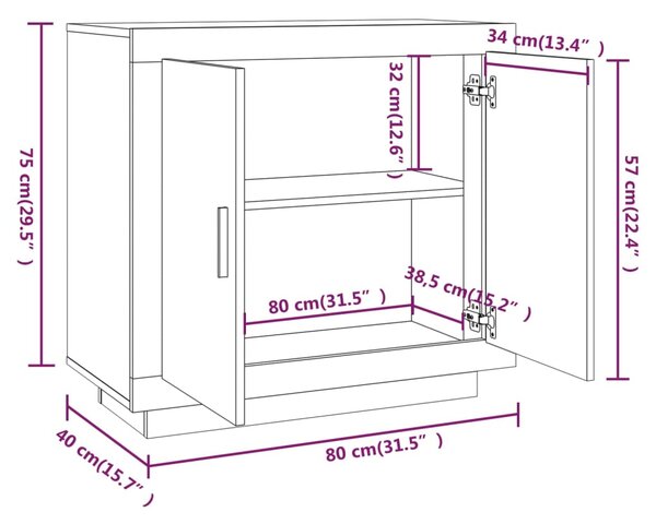 VidaXL Ντουλάπι Γκρι Σκυροδέματος 80x40x75 εκ. Επεξεργασμένο Ξύλο