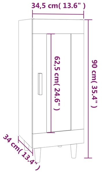 VidaXL Ντουλάπι Γυαλιστερό Λευκό 34,5x34x90 εκ. Επεξεργασμένο Ξύλο