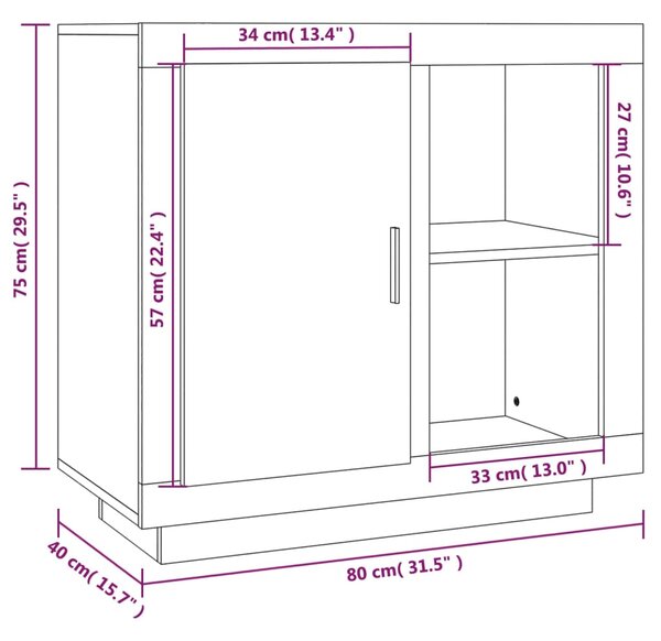 VidaXL Ντουλάπι Γκρι Sonoma 80 x 40 x 75 εκ