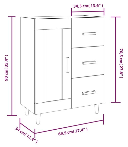 VidaXL Ντουλάπι Μαύρο 69,5 x 34 x 90 εκ. από Επεξεργασμένο Ξύλο