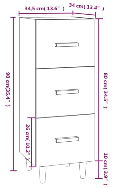 VidaXL Ντουλάπι Γυαλιστερό Λευκό 34,5x34x90 εκ. Επεξεργασμένο Ξύλο