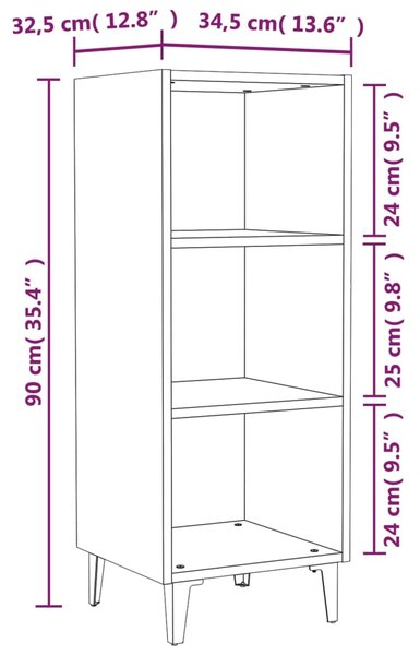 VidaXL Ντουλάπι Γκρι Σκυροδέματος 34,5x32,5x90 εκ. Επεξεργασμένο Ξύλο