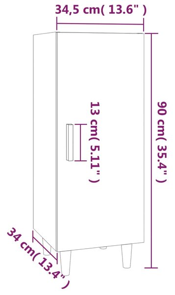 VidaXL Ντουλάπι Γυαλιστερό Λευκό 34,5x34x90 εκ. Επεξεργασμένο Ξύλο