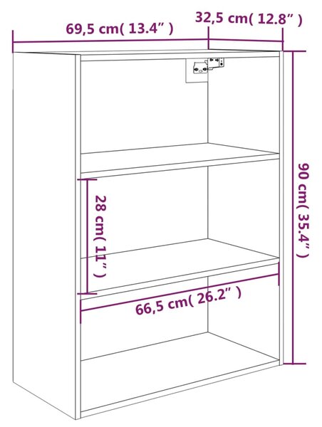 VidaXL Κρεμαστό Ντουλάπι Τοίχου Καπνιστή Δρυς69,5x32,5x90εκ Επεξ. Ξύλο