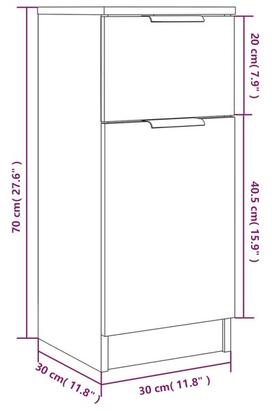 VidaXL Ντουλάπια 2 τεμ. Sonoma Δρυς 30x30x70 εκ. Επεξεργασμένο Ξύλο