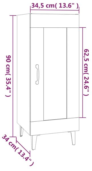 VidaXL Ντουλάπι Γκρι Σκυροδέματος 34,5x34x90 εκ. Επεξεργασμένο Ξύλο