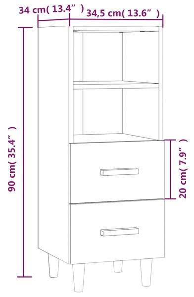 VidaXL Ντουλάπι Λευκό 34,5 x 34 x 90 εκ. από Επεξεργασμένο Ξύλο