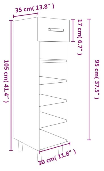 VidaXL Παπουτσοθήκη Γκρι Sonoma 30x35x105 εκ. από Επεξεργασμένο Ξύλο