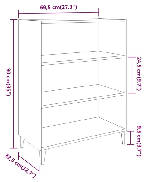 VidaXL Ντουλάπι Γκρι Σκυροδέματος 69,5x32,5x90 εκ. Επεξεργασμένο Ξύλο