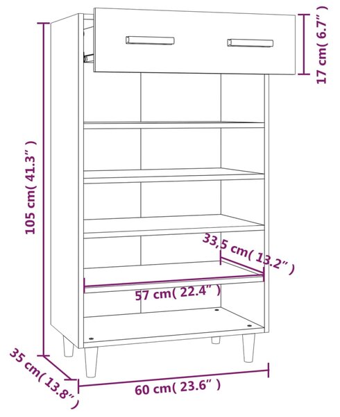 VidaXL Παπουτσοθήκη Γκρι Σκυροδέματος 60x35x105 εκ. Επεξεργασμένο Ξύλο