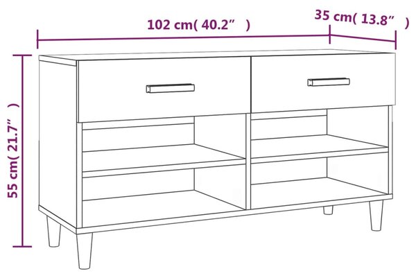 VidaXL Παπουτσοθήκη Μαύρη 102 x 35 x 55 εκ. από Επεξεργασμένο Ξύλο