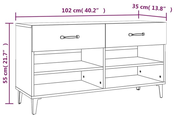 VidaXL Παπουτσοθήκη Γυαλιστερό Λευκό 102x35x55 εκ. Επεξεργασμένο Ξύλο