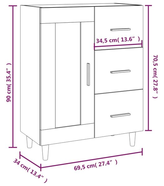 VidaXL Ντουλάπι Sonoma Δρυς 69,5 x 34 x 90 εκ. από Επεξεργασμένο Ξύλο