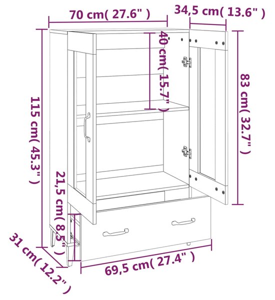 VidaXL Ντουλάπι Λευκό 70 x 31 x 115 εκ. από Επεξεργασμένο Ξύλο