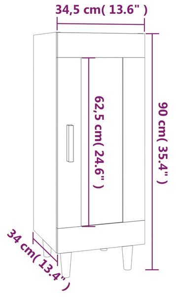 VidaXL Ντουλάπι Καφέ Δρυς 34,5 x 34 x 90 εκ. Επεξεργασμένο Ξύλο