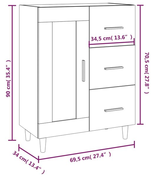 VidaXL Ντουλάπι Γκρι Sonoma 69,5 x 34 x 90 εκ. από Επεξεργασμένο Ξύλο