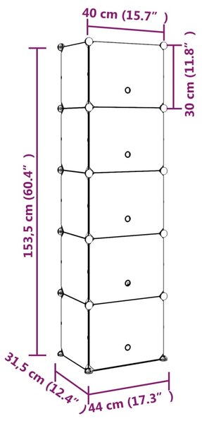 VidaXL Παπουτσοθήκη Διαφανής 44 x 31,5 x 153,5 εκ. από Πολυπροπυλένιο