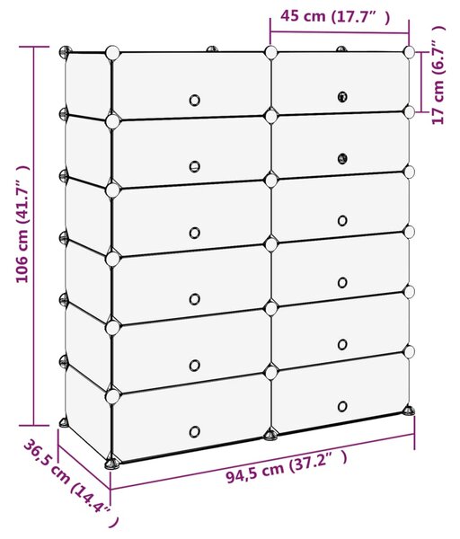 VidaXL Παπουτσοθήκη Μαύρη 94,5 x 36,5 x 106 εκ. από Πολυπροπυλένιο