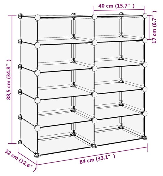 VidaXL Παπουτσοθήκη Διαφανής 84x32x88,5 εκ. από Πολυπροπυλένιο